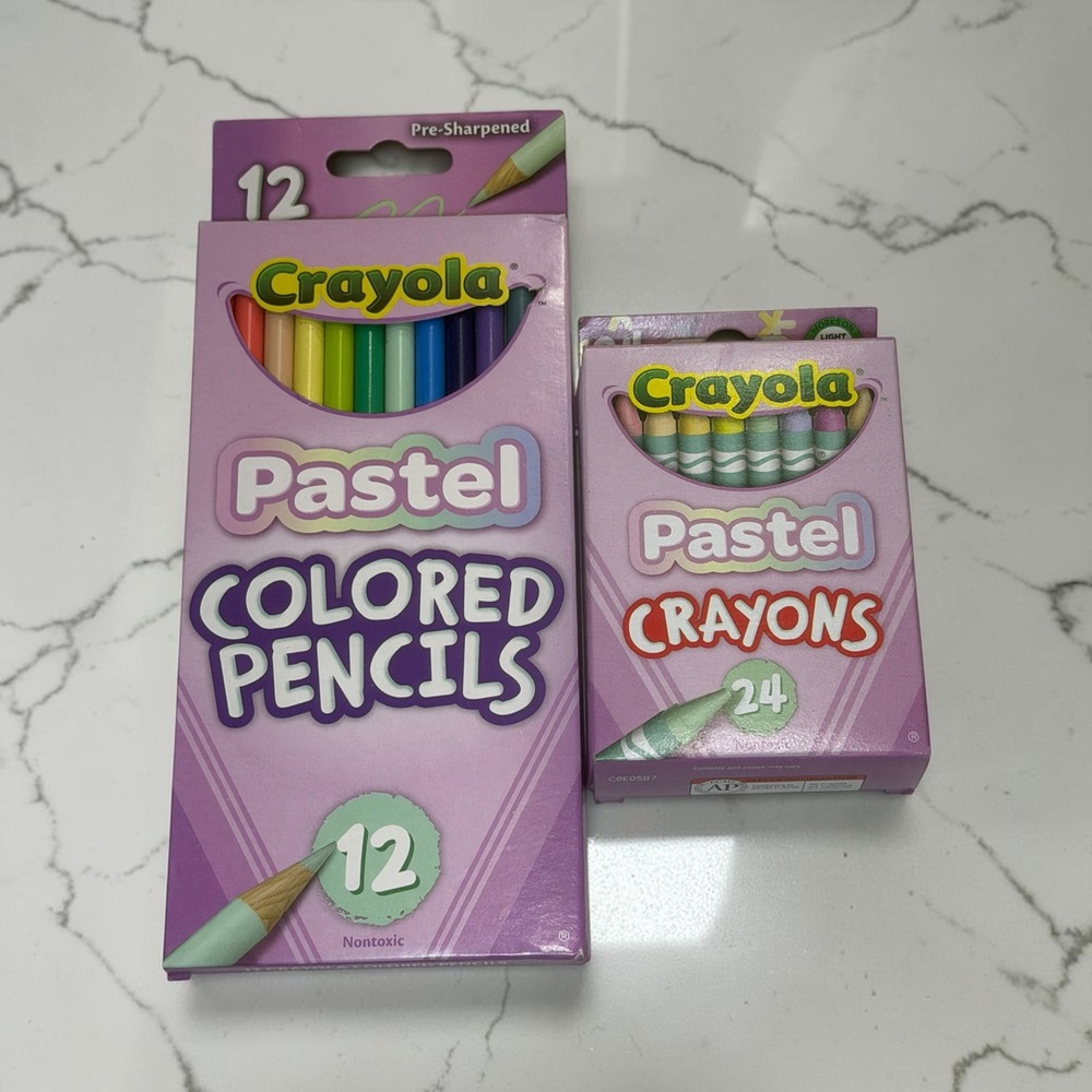 Crayola Pastel Colored Pencils and Crayons Set 36ct Multicolor New Art Supplies